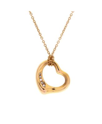 Elsa Peretti Open Heart 5 Diamonds Pendant Necklace