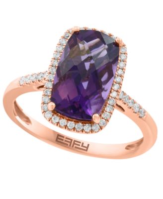Amethyst (3 ct. t.w.) & Diamond (1/5 ct. t.w.) Ring in 14k Rose Gold