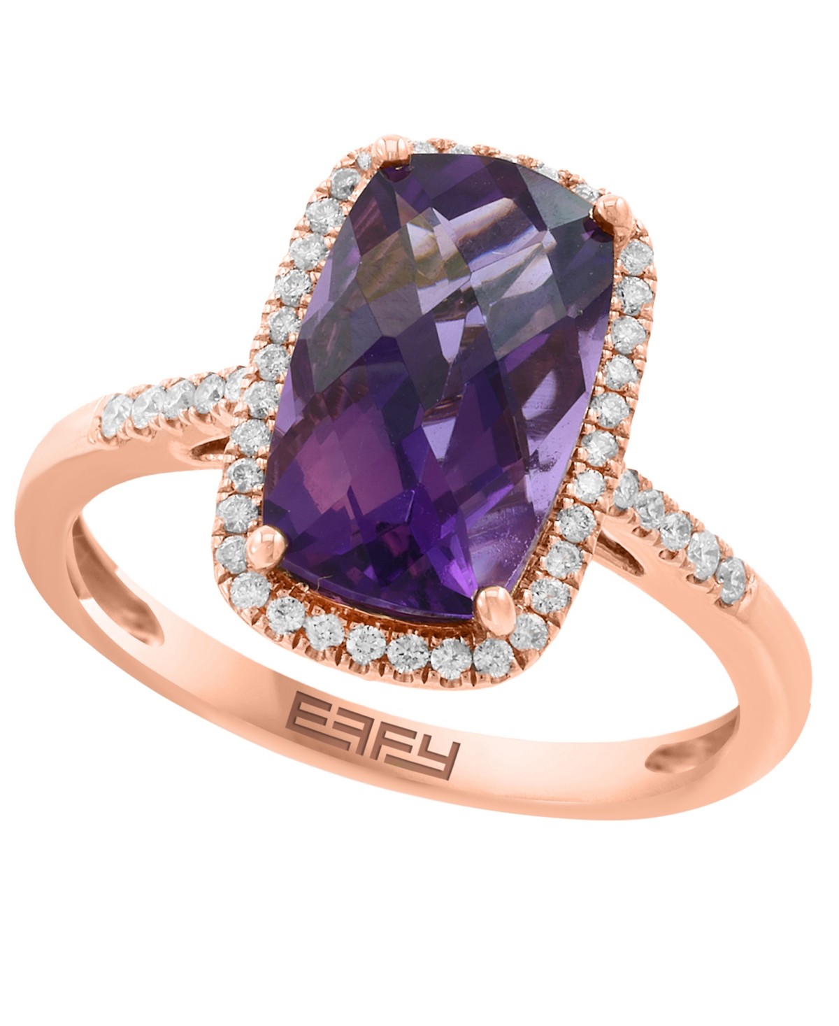 Effy Collection Amethyst (3 ct. t.w.) & Diamond (1/5 ct. t.w.) Ring in 14k Rose Gold - Rose Gold
