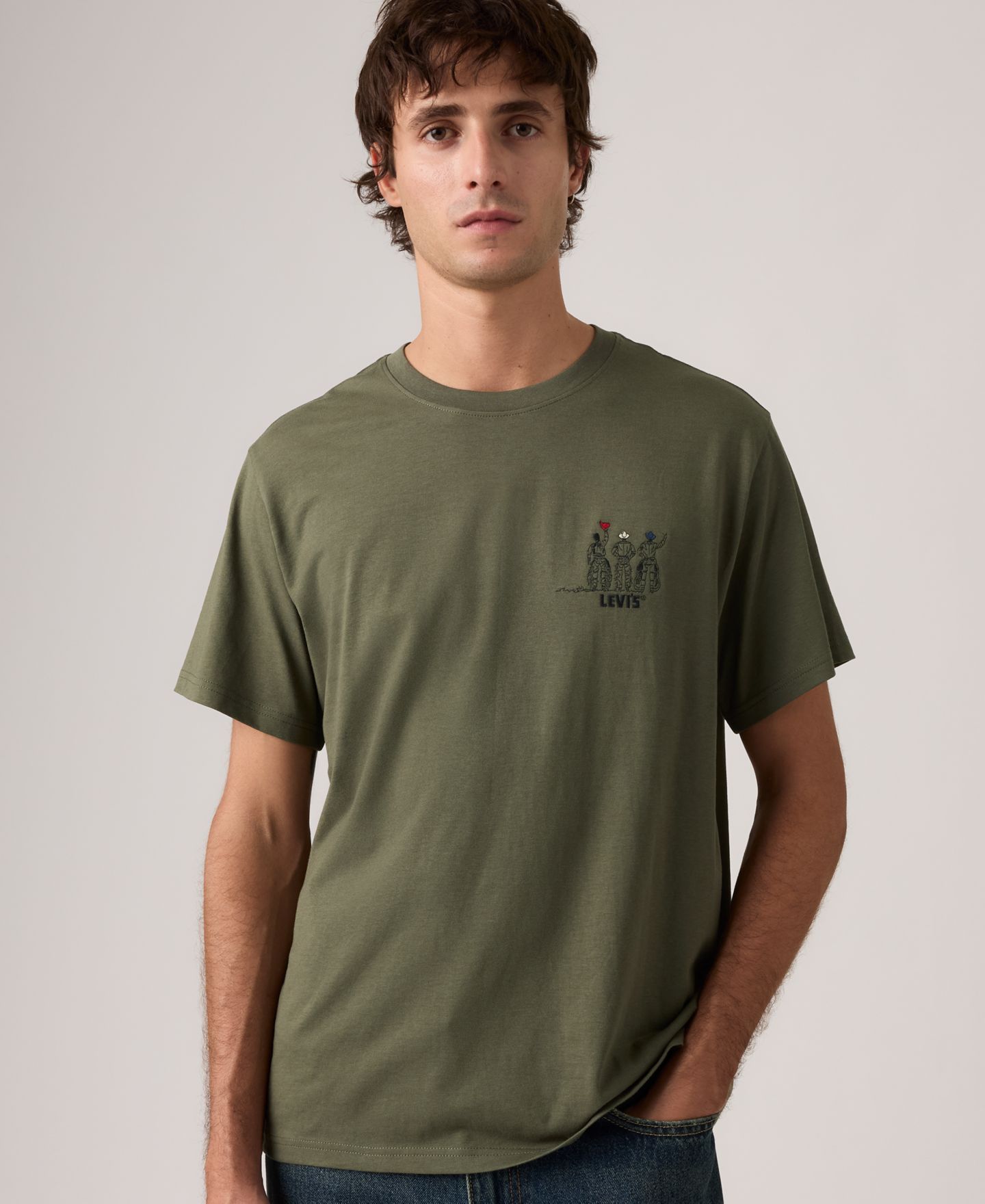 Мужская футболка Levi's Short-Sleeve Crewneck, цвет: Оливковый — фото 2