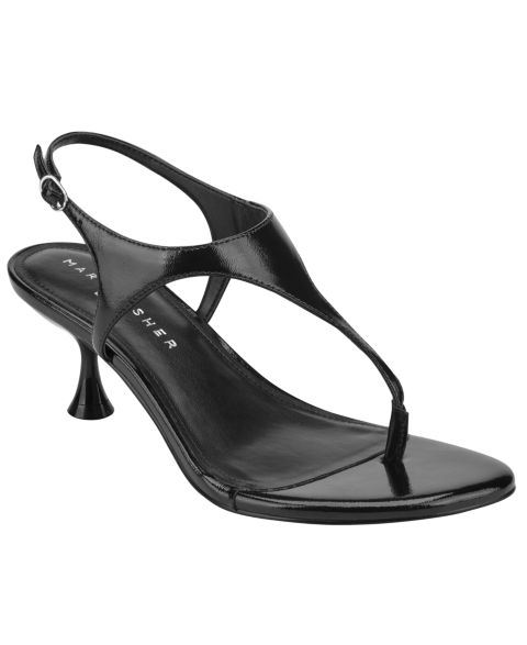 Женские сандалии Marc Fisher LTD Pelysa T-Strap Kitten Heel Dress Sandals, цвет: Чёрный кожаный