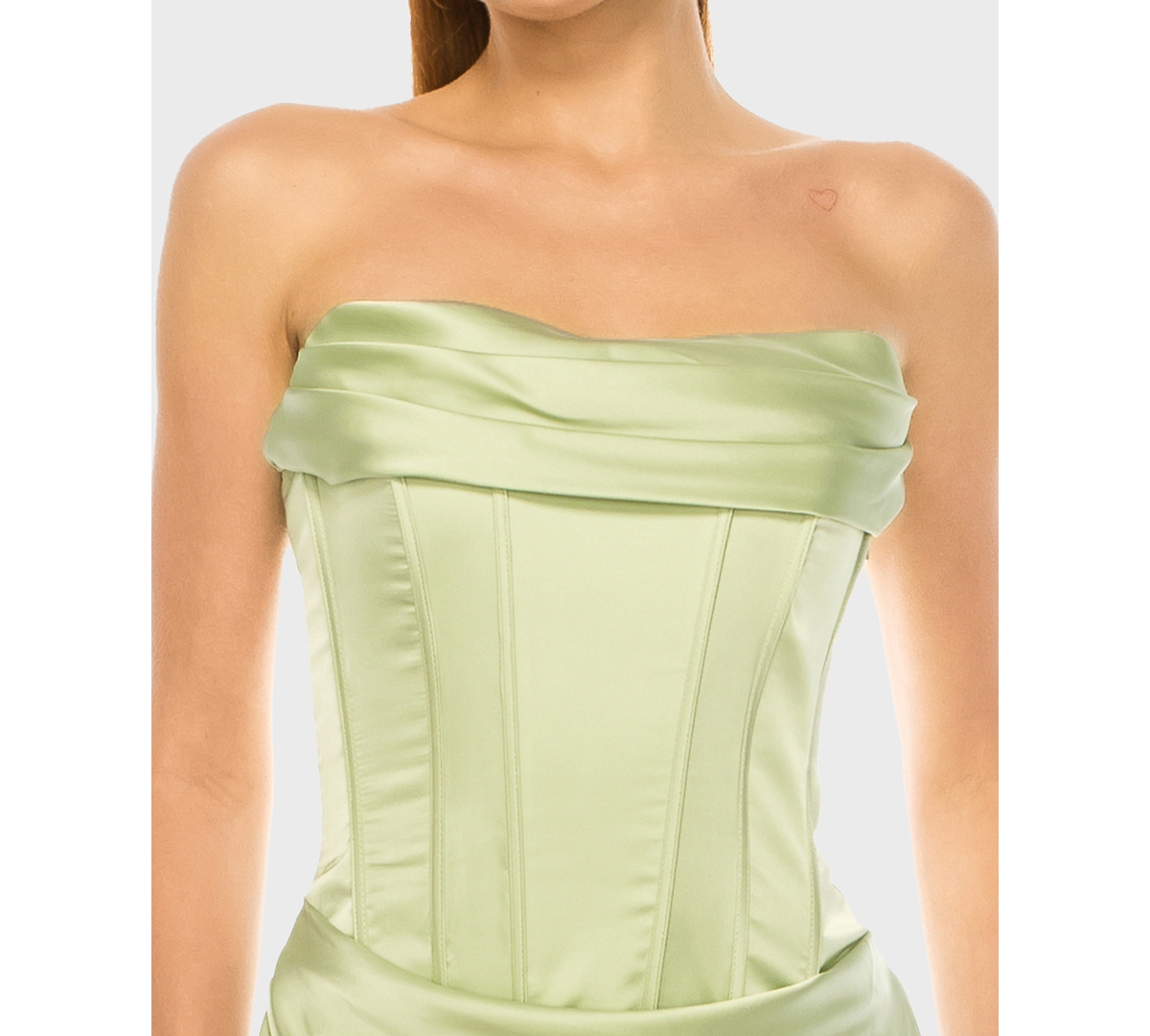 B Darlin Women's Strapless Front Drape Neck Ball Gown