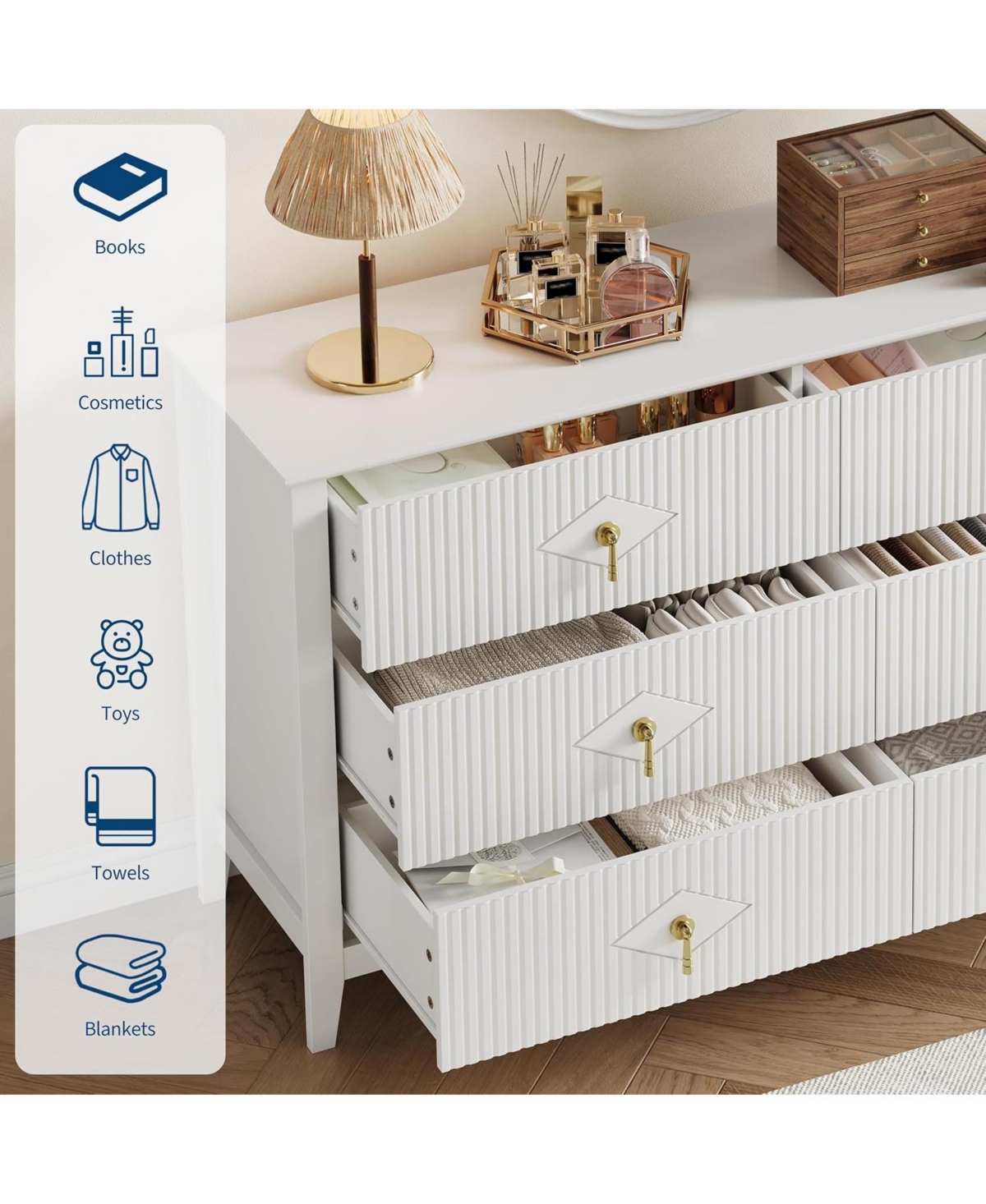 Gaomon Fluted Dresser Inch Wide, -Drawer Wood for Bedroom, Modern Chest of Drawers