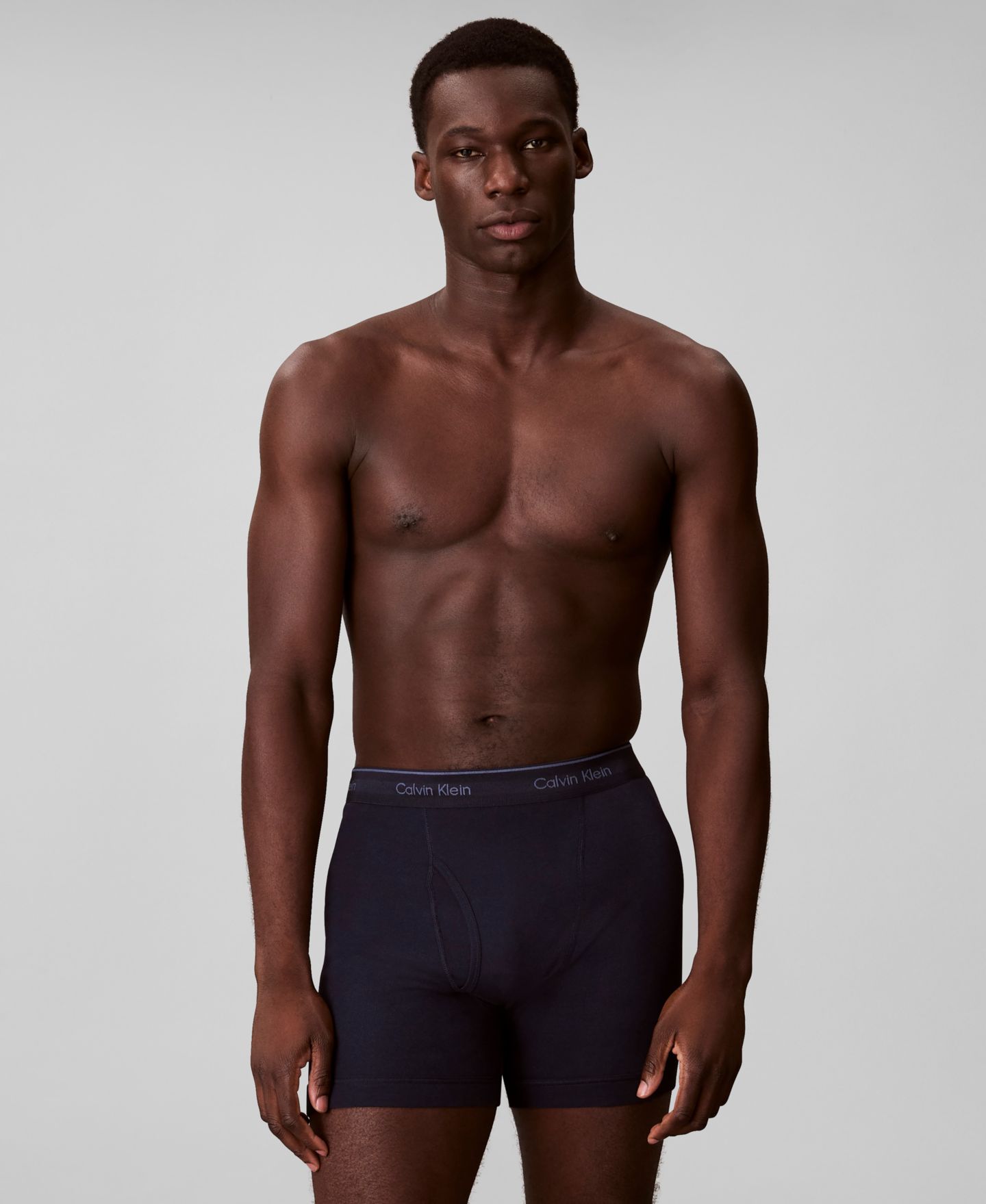 Трусы-боксеры Classic для мужчин, хлопок — Calvin Klein, цвет: Чёрный / Серый — фото 4