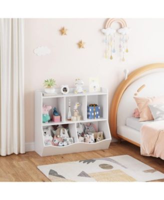 Kids Bookshelf Toy Storage Organizer – Wood Toy Storage Cabinet, Children's Toy Shelf, Kids Book Rack, Storage Bookshelf for Playroom, Bedroom