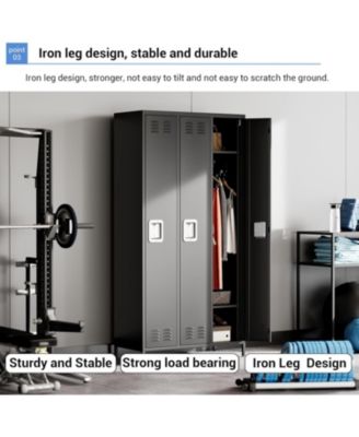 3-Door Metal Office Storage Cabinet with 27 Hooks & 9 Shelves, 72" Tall Steel Lockers, Employee Locker Cabinet for Office, Gym, Home