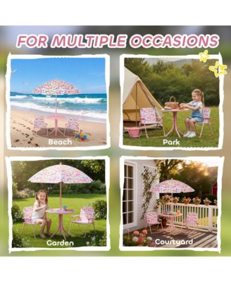 Kids Picnic Table and Chair Set, Outdoor Table with Foldable Chairs