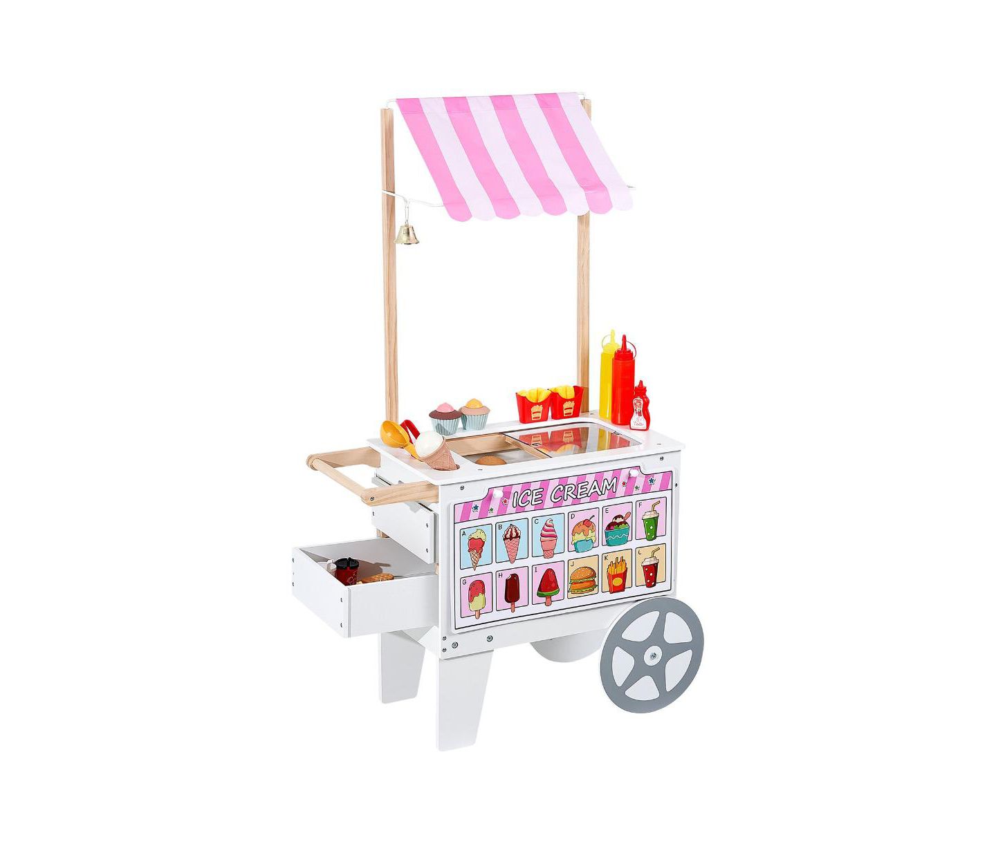 Детские игрушки Slickblue Ice Cream Cart 20+ Piece Set, Ages 3+, цвет: Розовый / Белый — фото 1