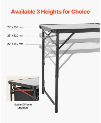 Camping Kitchen Table – Folding Aluminum Cook Station with Storage & Adjustable Heights