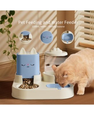 Large Capacity Automatic Pet Feeder and Waterer, 2200ML Water &1800ML Food, Smart Timer