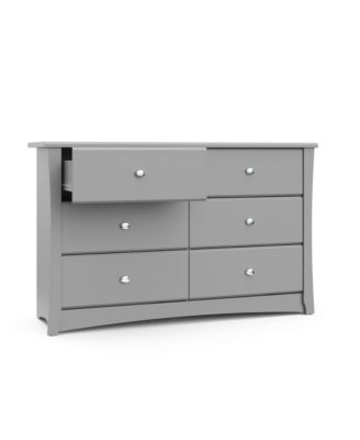 Crescent 6 Drawer Double Dresser (Pebble Gray)