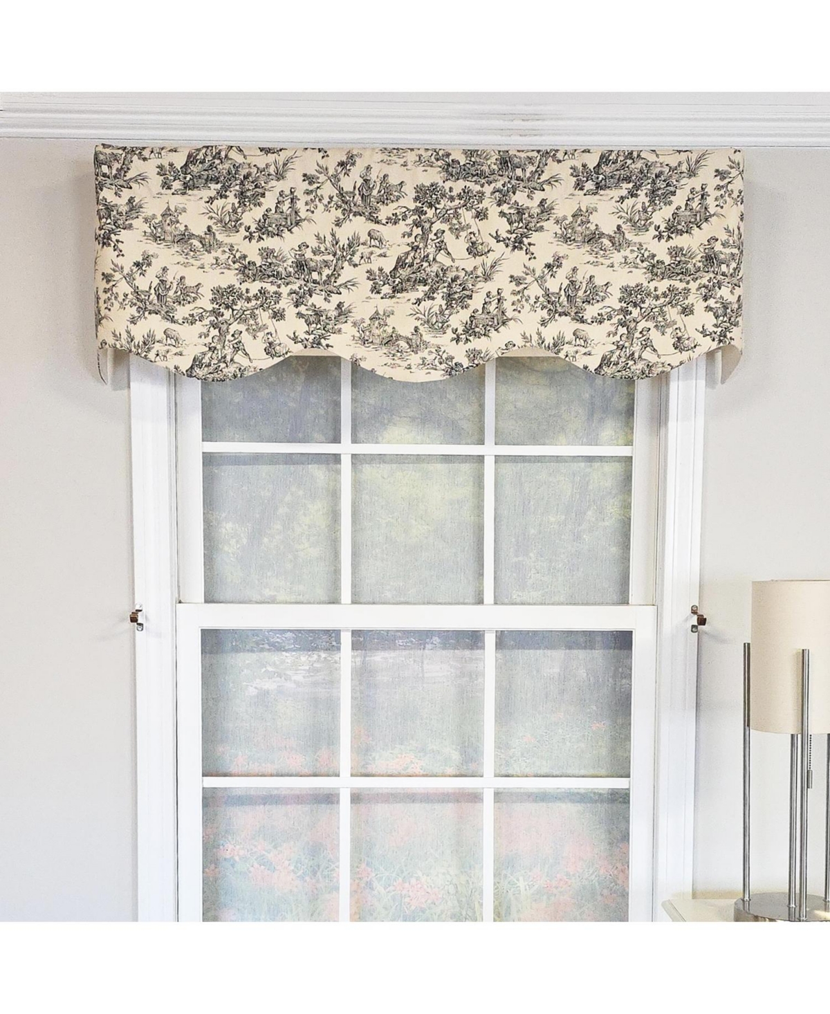 Rlf Home Tradition Provance 100% Cotton Rod Pocket Lined Window Valance 50" x 15" Black