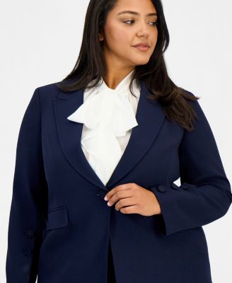 Plus Size Peak Lapel One-Button Blazer