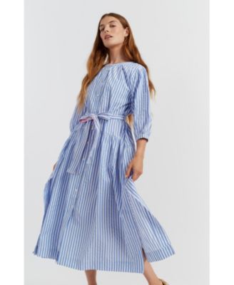 Women's Oxford Stripe Cotton Shirt Dress