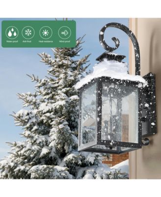23"(H) 2-Pack Outdoor Wall Lantern Light – Vintage Black Metal Sconce with Clear Seeded Glass for Porch, Patio, and Garden (Bulb Not Included