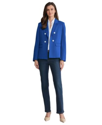 Women's Open Front Faux Double Breasted Jacket