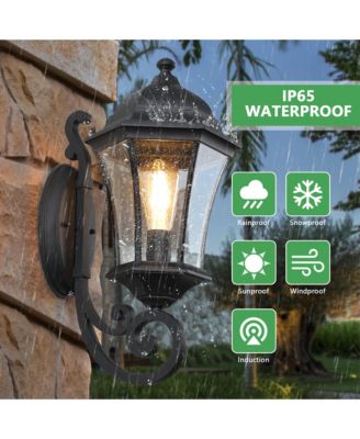 2-Pack Vintage Wall-Mounted Outdoor Lantern Light – Elegant Black Metal Sconce for Porch, Patio, and Garden Lighting (Bulb Not Included