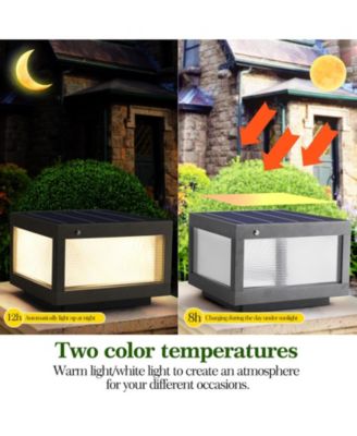 12" Black Solar Powered LED Post Cap Light, Modern Outdoor LED Fence Light for Pathways, Decks, and Patios (2-Pack