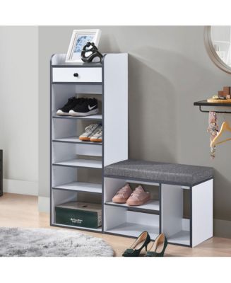 Kings Brand Furniture Julian Bench & Shoe Rack, 7-Shelf Storage ...