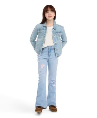 Girls' 7-16 Stitch Detail Flare Jeans