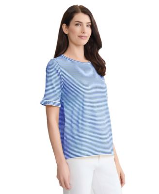 Women's Ruffle Elbow Sleeve Crew Neck Top