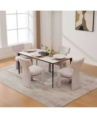  Modern Chenille Dining Chair Set of 4, Beige