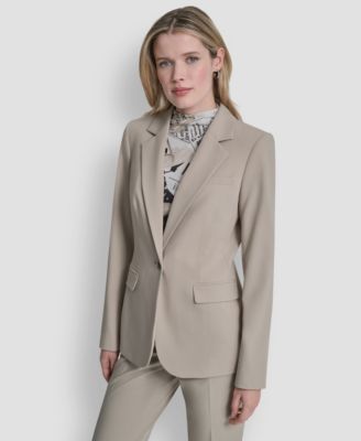 Women's Newspaper-Print One-Button Blazer image