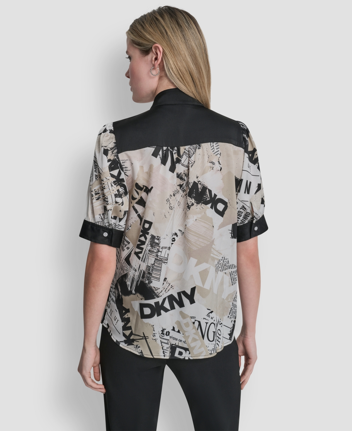 Dkny Women's Newspaper-Print Woven Blouse
