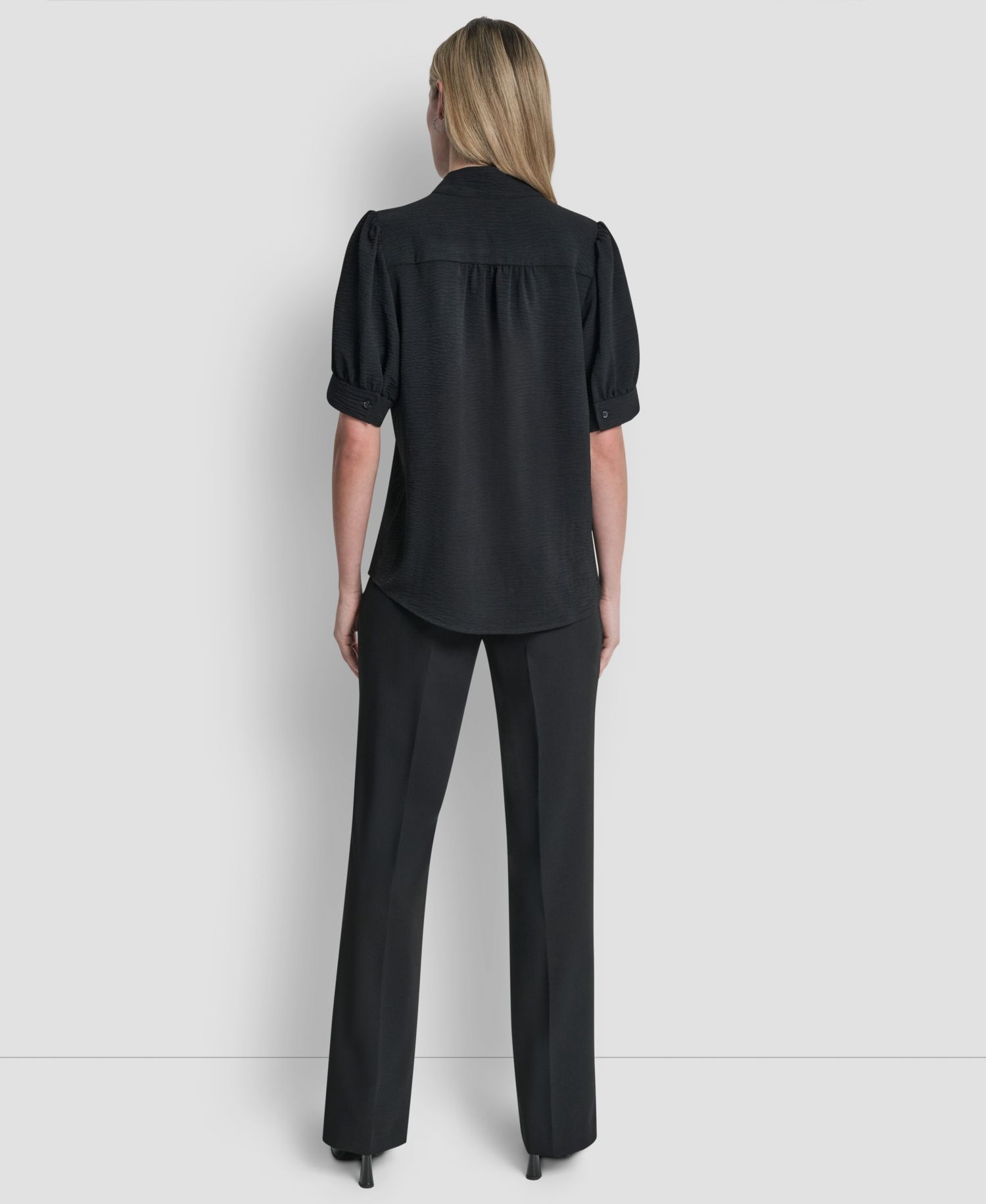 Women's Mandarin Collar Textured Woven Blouse