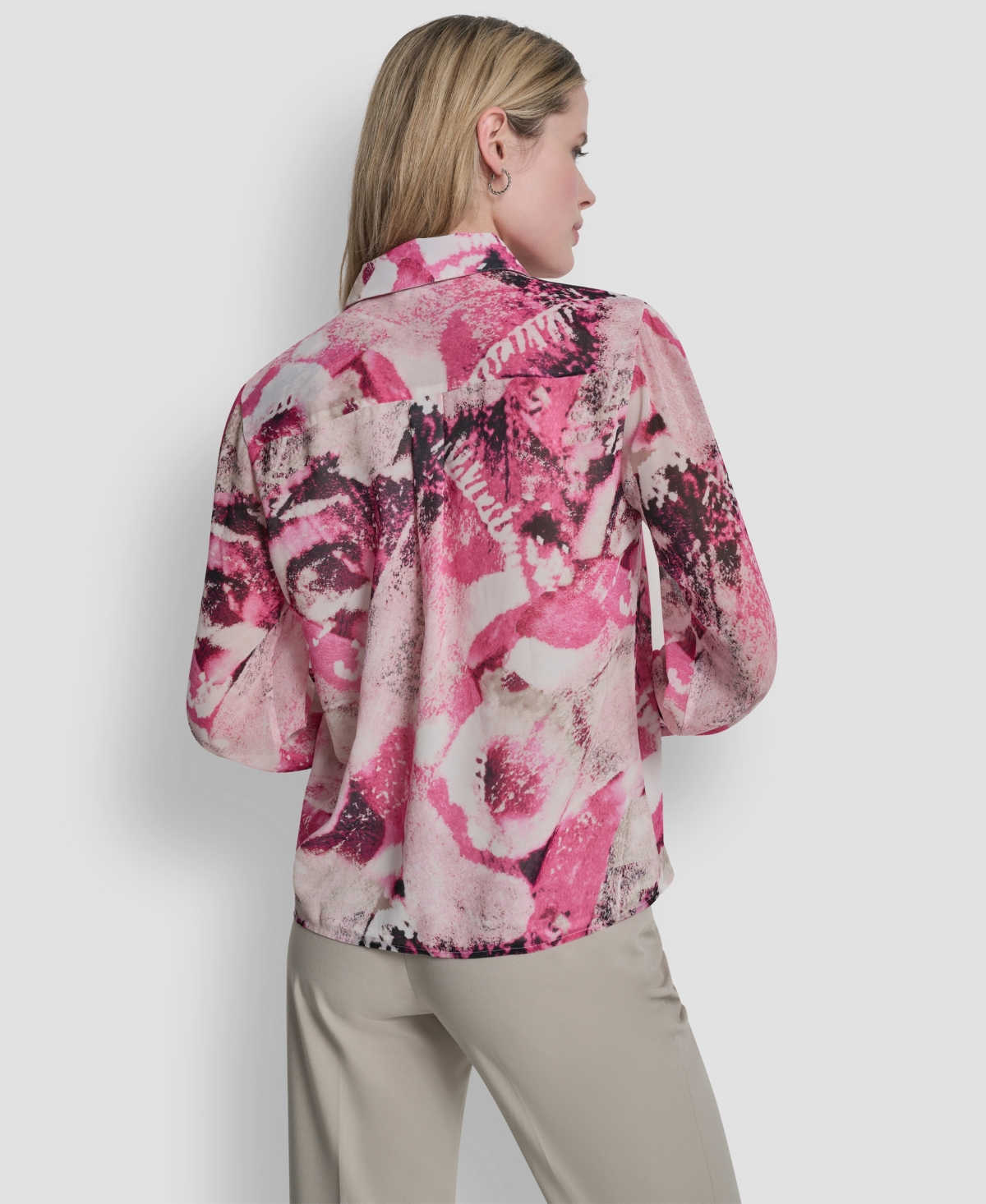 Dkny Women's Collared Long-Sleeve Ruffle Detail Shirt