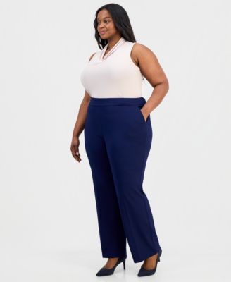 Plus Size Straight-Leg Pull-On Pants