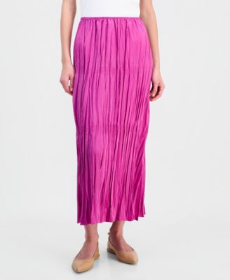 Women's Silk Solid-Color Smocked Tiered Skirt