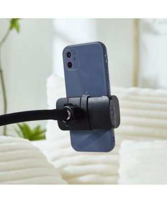 Swivel Corduroy Accent Barrel Chair with 5 Pillows & Phone Holder, Black