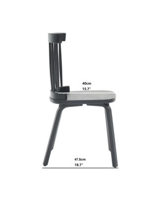  Windsor Dining Chairs Set of 2, Wood Farmhouse Spindle Back, Black