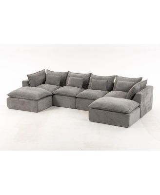 Cloud Couch Oversized Modular Sectional Sofa, 4-Seat with 2 Ottomans