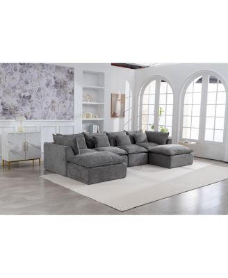 Cloud Couch Oversized Modular Sectional Sofa, 4-Seat with 2 Ottomans