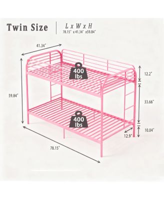 Metal Twin Over Twin Bunk Bed with Safety Rails