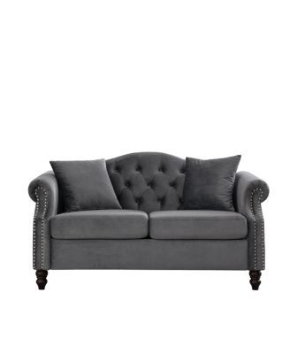 Chesterfield 2-Seater Sofa with Rolled Arms and Nailhead Trim