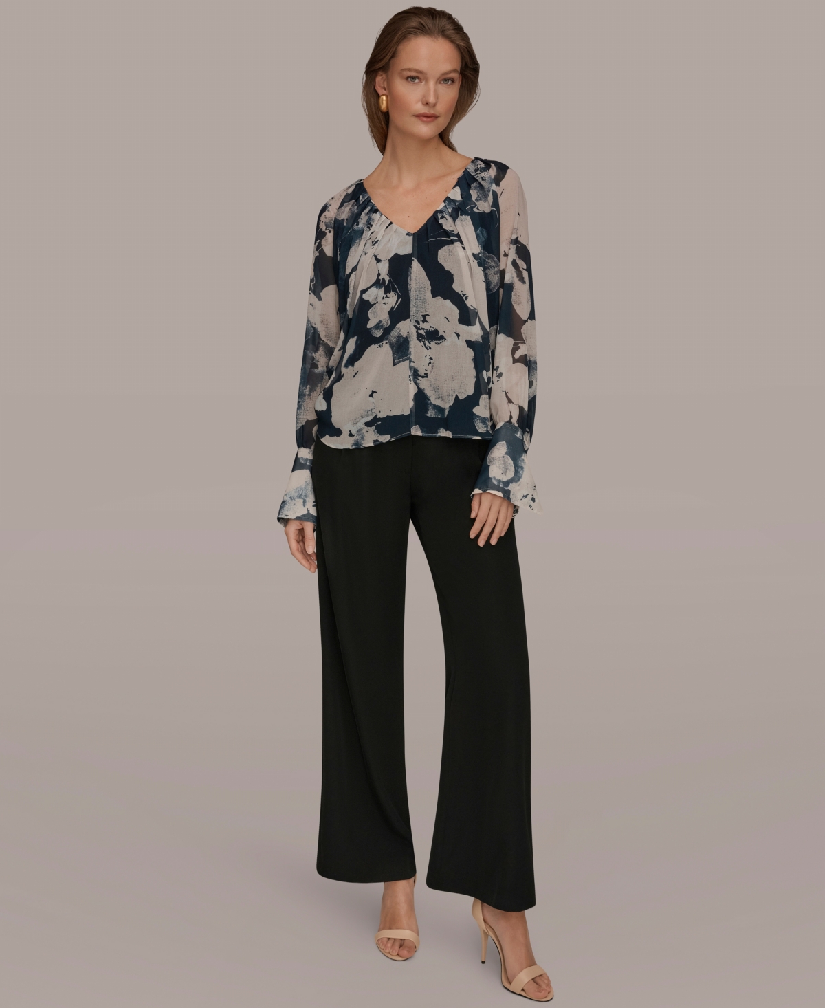 Donna Karan New York Women's Printed Long-Sleeve Top