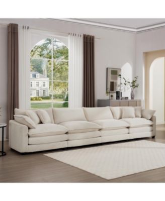 Modern 4 Seater Fabric Sofa with Cushions