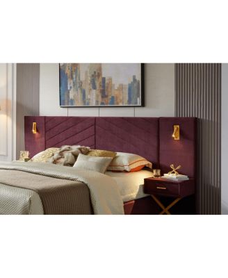 King Size Velvet Bed Frame with Tufted Wingback Headboard