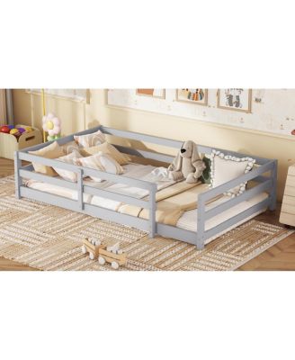 Twin Size Montessori Floor Bed with Fence