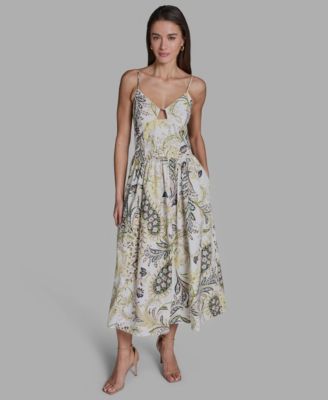 Women's Paisley Spaghetti Strap Midi Dress