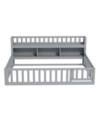 Wooden House Floor Bed Frame for Kids - Safe & Creative Play Space