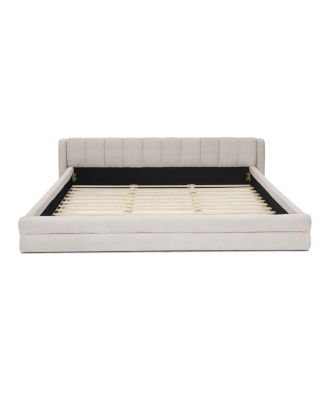 King Size Chenille Upholstered Bed Frame with Headboard - (88"87"23")