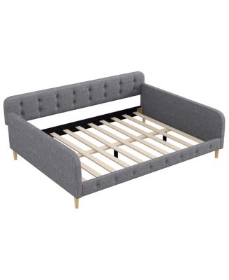 Queen Size Upholstered Daybed with 4 Support Legs