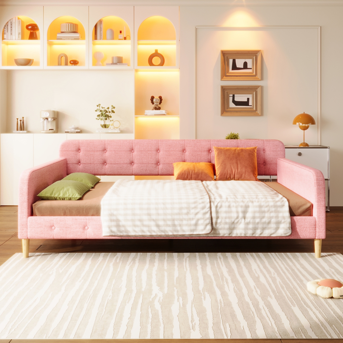 Streamdale Furniture Queen Size Upholstered Daybed with 4 Support Legs