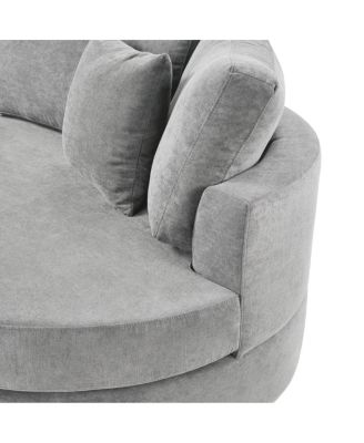 3-seater 129" Curved Upholstered Sofa Couch, Dark Gray