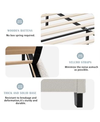 Streamdale King Size Teddy Velvet Upholstered Bed Frame with Headboard & Footboard (White