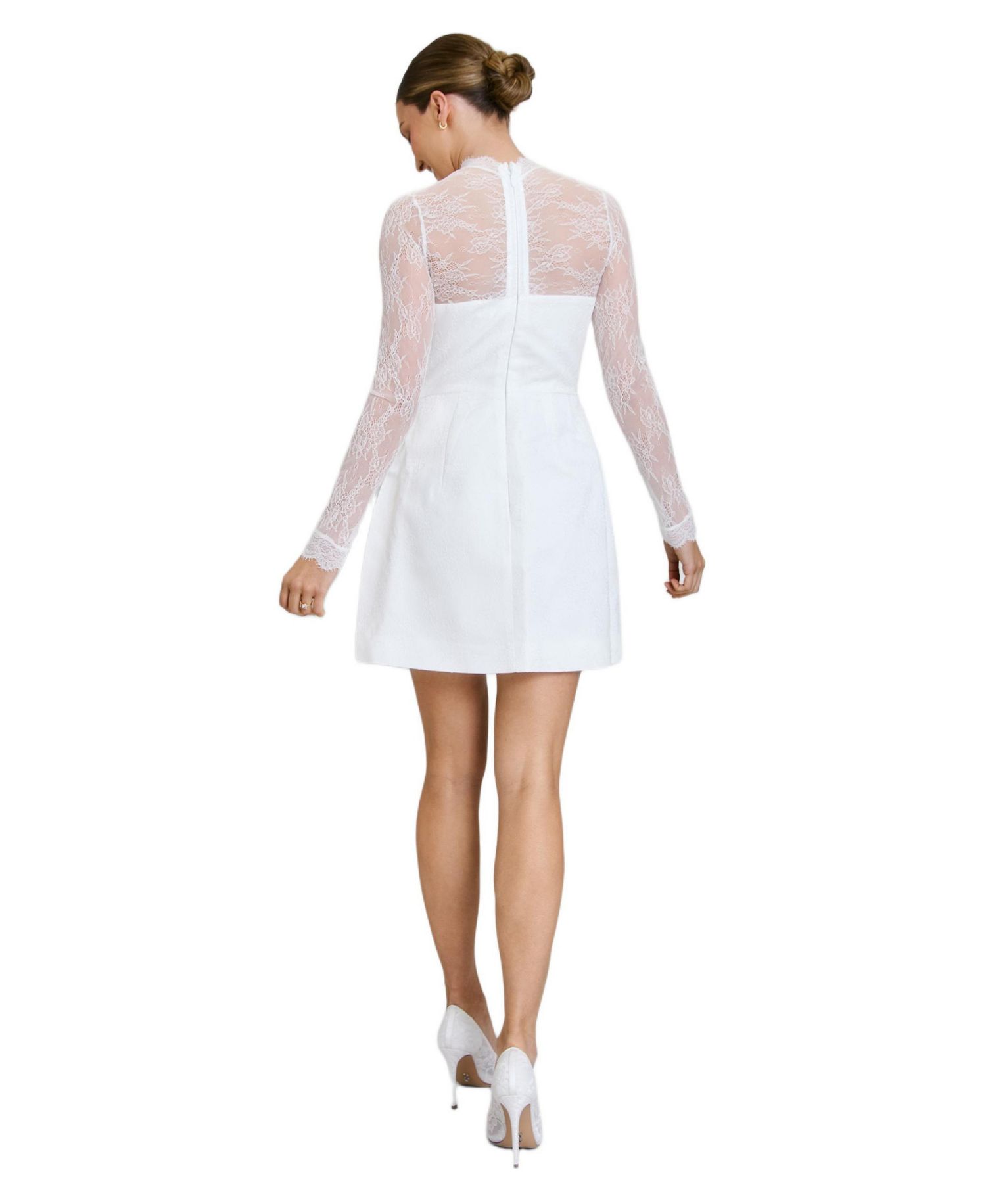 Women's Lace Sleeve Cup Detail Mini Dress